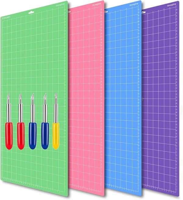 Cutting Mats (12x24 inch) and Blades Set for Crafting Machines