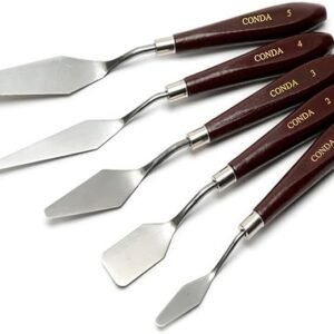 5-Piece Stainless Steel Palette Knife Set with Wood Handles