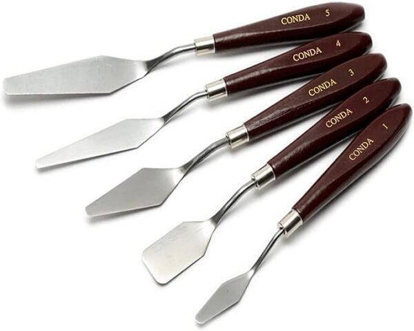 5-Piece Stainless Steel Palette Knife Set with Wood Handles