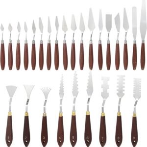 27-Piece Stainless Steel Palette Knife Set with Wood Handles