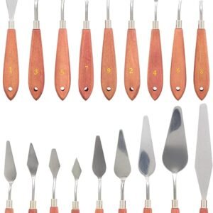 18-Piece Stainless Steel Palette Knife Set with Wood Handles