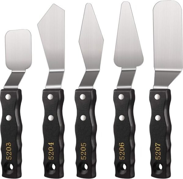 5-Piece Large Stainless Steel Palette Knife Set for Painting