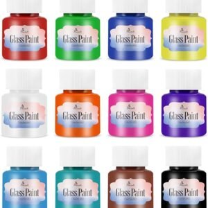 12-Color Non-Toxic Glass Paint Set for Ceramics & Windows