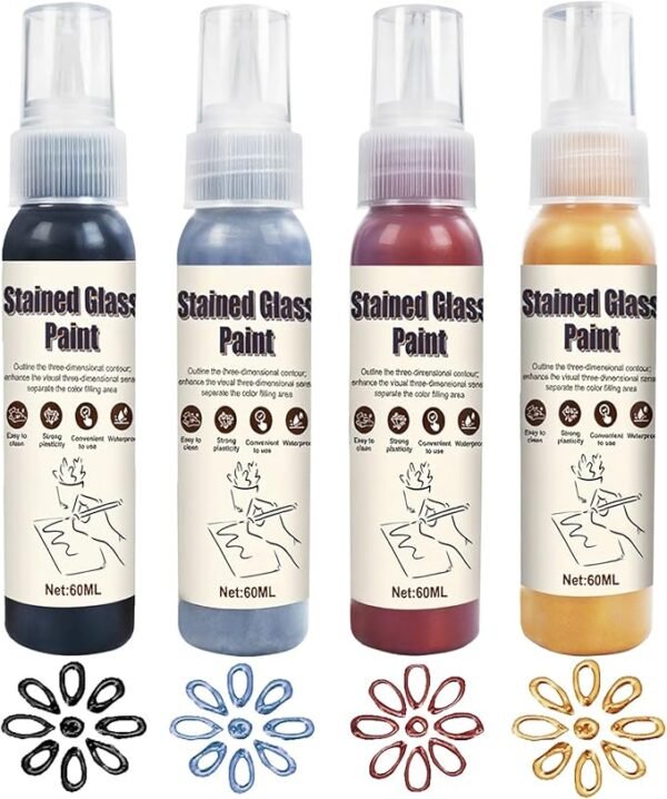 Waterproof Stain Glass Painting Kit (4 x 60ml)