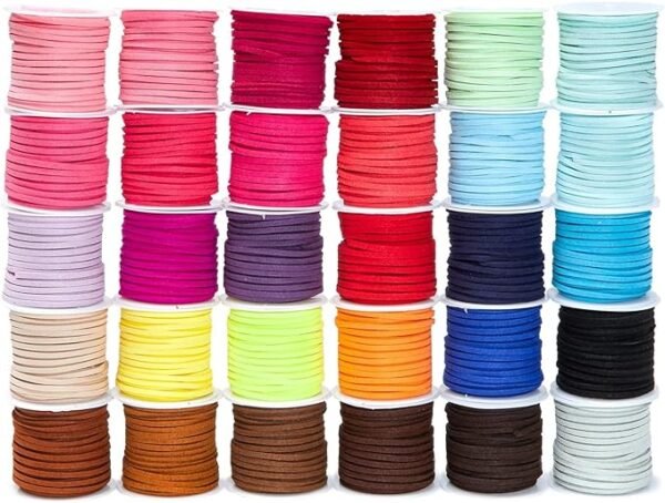 30-Spool Set of 2.5mm Vegan Suede Cord for Crafts