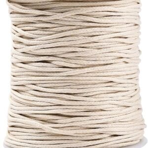 1.5mm White Waxed Cotton Cord – Smooth Round Thread for Jewelry & Crafts (Bulk with Spool)