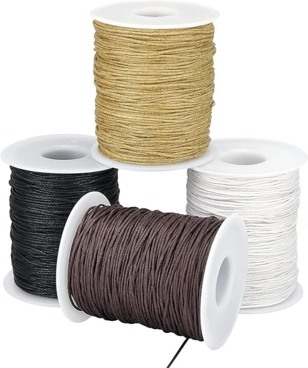 1mm Waxed Cotton Cord, 400 Yards - Earth Tone Waxed Thread for Bracelet, Necklace & Jewelry Making