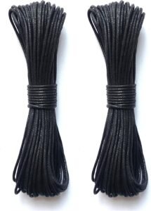 2mm Waxed Cotton Cord 45 Feet Per Pack (Pack of 2) (Black)