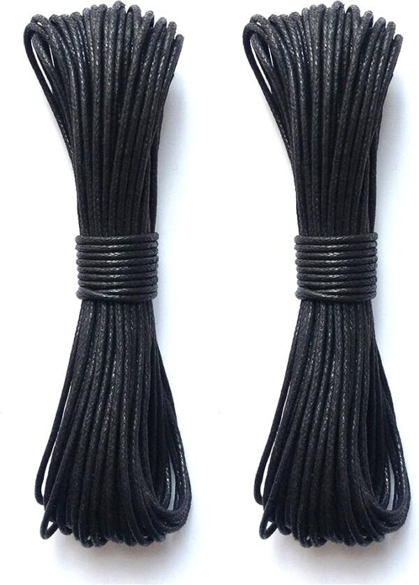 2mm Waxed Cotton Cord 45 Feet Per Pack (Pack of 2) (Black)