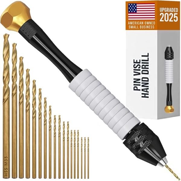 Hand Drill with Micro Bits (0.8-2.5mm) – Manual Rotary Craft Drill for Jewelry & More