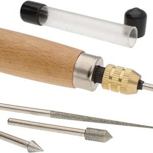 Beadsmith Diamond Reamer Set – 4 Tips with Wood Handle & Storage for Glass, Ceramic & Stone