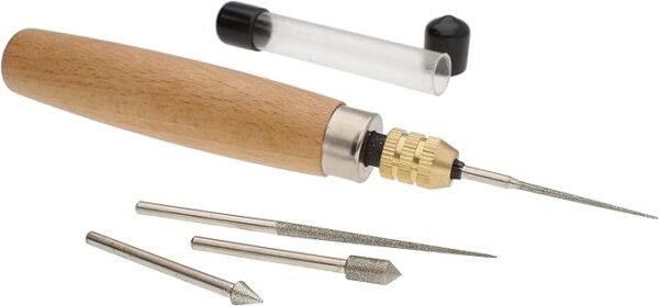 Beadsmith Diamond Reamer Set – 4 Tips with Wood Handle & Storage for Glass, Ceramic & Stone