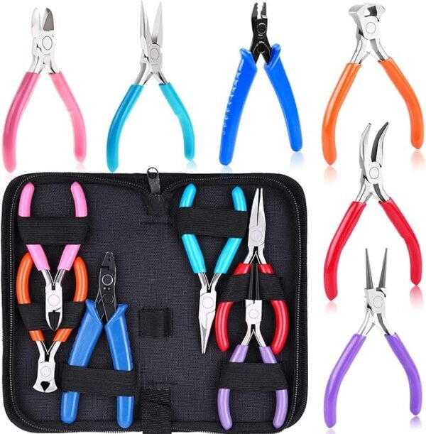 6PC Jewelry Making Tool Kit – Needle Nose, Wire Cutters, Crimper & End Nippers
