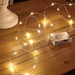 5m Battery-Operated Copper Wire LED Fairy Lights – Warm White for Bedroom & Parties