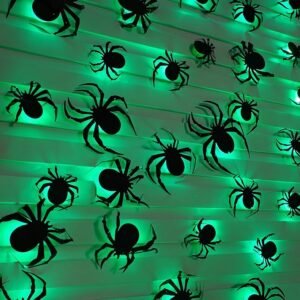 36PCS LED Halloween 3D Spider Wall Stickers – Removable PVC Indoor Decor
