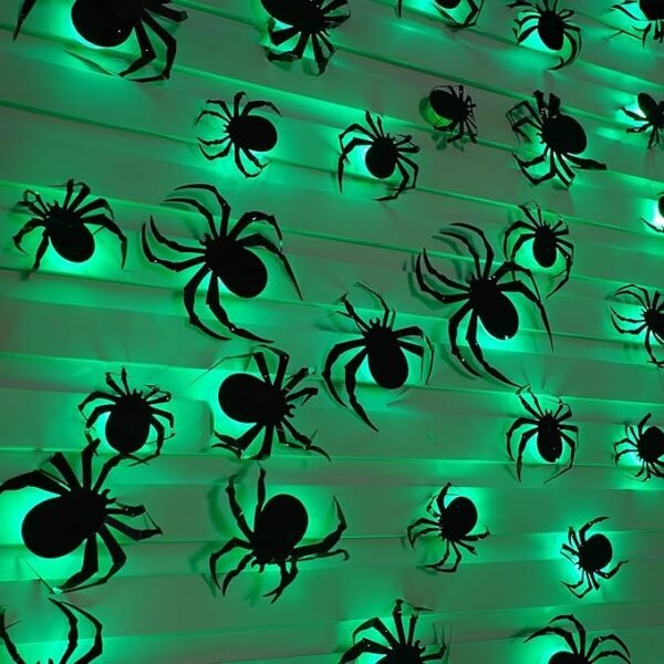 36PCS LED Halloween 3D Spider Wall Stickers – Removable PVC Indoor Decor
