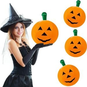 Halloween Pumpkin Inflatable Decorations, 16" Tall, Halloween Pumpkin Toy (3-Pack)