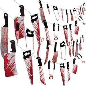 4PCS Bloody Halloween Banner – Scary Garland Decor for Horror & Spooky Parties