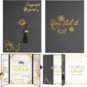 Graduation Guest Book 2025 – Black Gold Autograph Book with Tassel for Class of 2025 Party