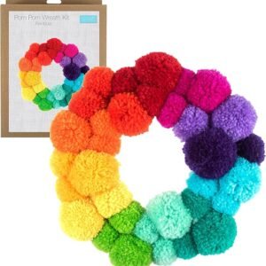 Rainbow Pom Pom Wreath Kit – DIY Christmas & Pride Front Door Garland (26cm)