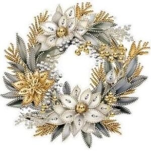 5D DIY Christmas Wreath Diamond Art Kit – Rhinestone Crystal Embroidery Decoration
