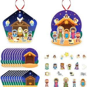 24PCS Nativity Scene Sticker Craft Kit – Christian DIY Ornaments for Kids & Party Activities