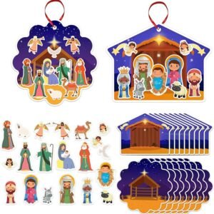 Nativity Stickers for Kids – 24pcs DIY Christmas Craft Kit for Classroom & Party