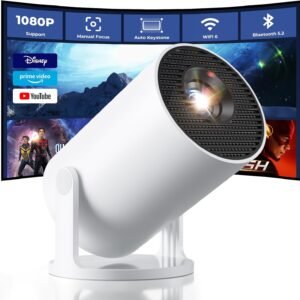 Smart Mini Projector, WiFi Bluetooth, 1080P, Portable, Auto Keystone