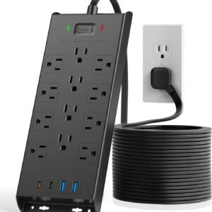 4800J Surge Protector, 12 Outlets, 2 USB-C, 2 USB Ports