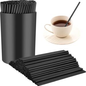 200-Pack Black Coffee Stirrers with Holder for Drinks and Mixing