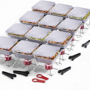 12-Pack Disposable Chafing Dish Set with Fuel Cans and Pans