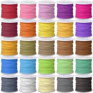25 Rolls Faux Suede Cord for Jewelry, Crafts, and DIY Projects