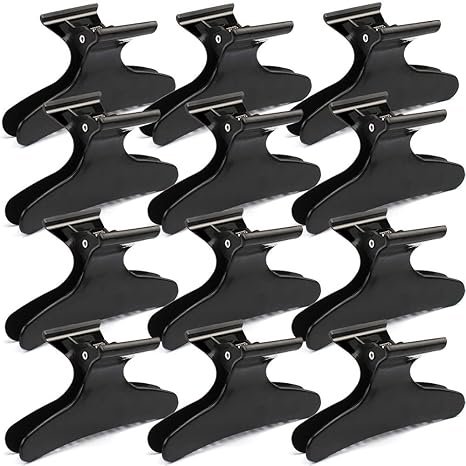 Butterfly Hair Clips 12PCS Black Salon Styling Sectioning