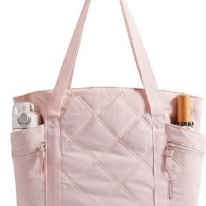 Women Quilted Puffer Tote Bag Zipper Work Travel