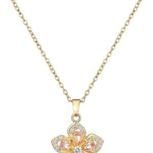 Gold Flower Spinning Fidget Necklace Adjustable Crystal Pendant Jewelry