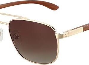 Aviator Wood Polarized Sunglasses UV400 Outdoor Driving Glasses