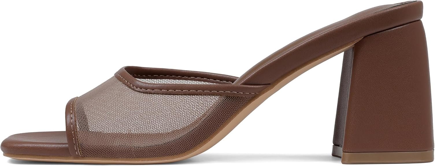 Women’s Heeled Slide Sandals Square Toe Chunky Heel Mules