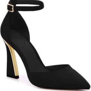 Women’s Pointed Toe Pumps Ankle Strap DOrsay Heeled Shoes