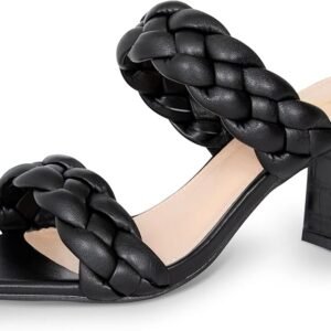 Women’s Braided Heeled Sandals Square Toe Chunky Block Heels
