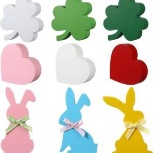 Rustic Farmhouse Tiered Tray Decor Hearts Shamrocks Rabbits Wooden Holiday Signs