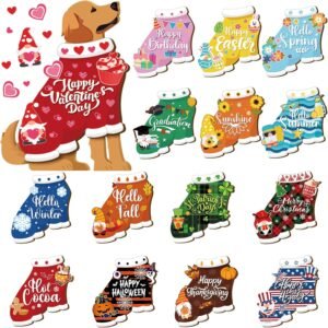 Seasonal Dachshund Dog Decor Interchangeable Wooden Front Door Sign