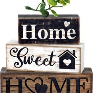 Farmhouse Wooden Tabletop Decor Rustic Eucalyptus Tiered Tray Centerpiece Signs