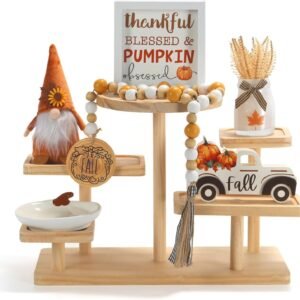 Thanksgiving Tiered Tray Decor 6PCS Fall Tabletop Pumpkin Farmhouse Signs