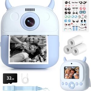 Kids Instant Print Camera 1080P Selfie Blue