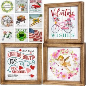 Rustic Wood Frames Set 3 Tiered Tray Decor 36 Interchangeable Seasonal Signs