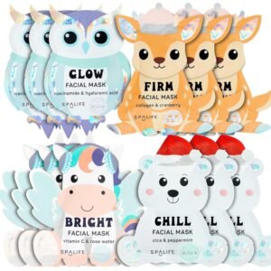 Winter Wonder Animals Christmas Face Mask Set 12PCS Hydrating Korean Sheet Masks
