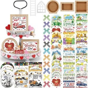 95PCS All-Season Tiered Tray Decor Farmhouse Wooden Frames Ladders