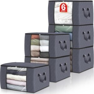Foldable Clothes Storage Bags Closet Organizers Fabric Bins for Blankets Bedding