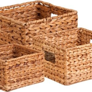 Banana Leaf Woven Storage Baskets Set of 3 Decorative Home Organizer
