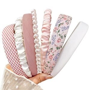 7 Pack Headbands for Women & Girls – Non-Slip Floral & Pearl Padded Hair Accessories